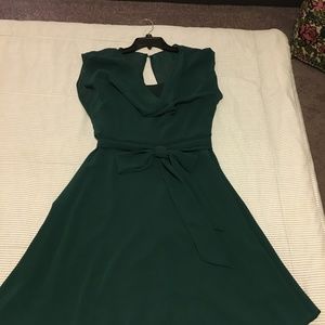 After Six Forest Green Cowl Neck Cocktail Dress